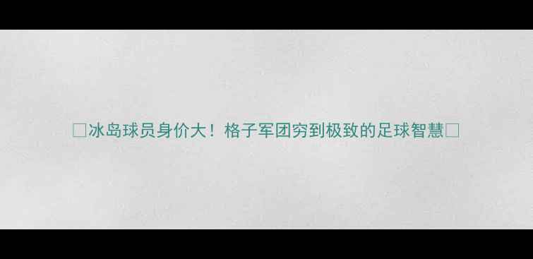 图片 🔥冰岛球员身价大！格子军团穷到极致的足球智慧💰