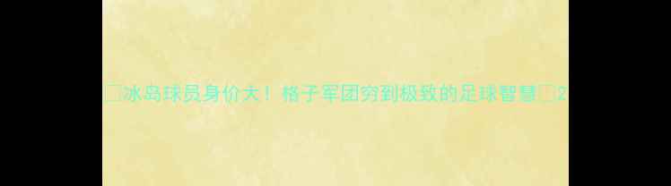 图片 🔥冰岛球员身价大！格子军团穷到极致的足球智慧💰2