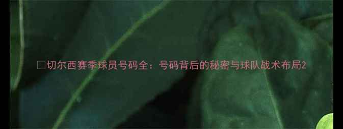 图片 🔥切尔西赛季球员号码全：号码背后的秘密与球队战术布局2