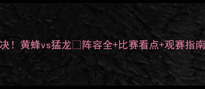 图片 🔥季前赛终极对决！黄蜂vs猛龙💥阵容全+比赛看点+观赛指南（附直播链接）