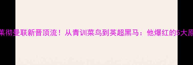 图片 🔥弗莱彻曼联新晋顶流！从青训菜鸟到英超黑马：他爆红的5大原因🔥
