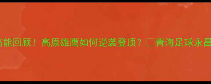 图片 🔥永昌赛季高能回顾！高原雄鹰如何逆袭登顶？🔥青海足球永昌足球队赛季2