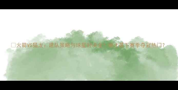 图片 🔥火箭VS猛龙：建队策略与球星对决全！谁才是下赛季夺冠热门？