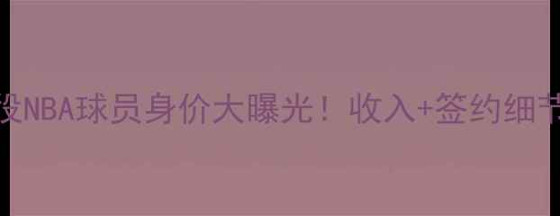 图片 🔥现役NBA球员身价大曝光！收入+签约细节全🔥