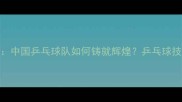 世乒赛张继科夺冠传奇中国乒乓球队如何铸就辉煌乒乓球技术革新与团队协作密码