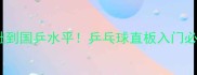 从零基础到国乒水平乒乓球直板入门必看技术