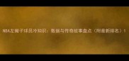 NBA左撇子球员冷知识数据与传奇故事盘点附最新排名
