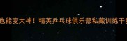 零基础也能变大神精英乒乓球俱乐部私藏训练干货全公开