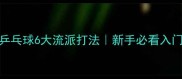 乒乓球6大流派打法新手必看入门指南