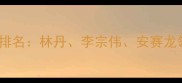 羽毛球双打世界名将排名林丹李宗伟安赛龙领衔中国组合霸榜