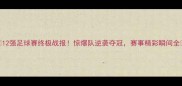 12强足球赛终极战报惊爆队逆袭夺冠赛事精彩瞬间全