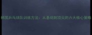 韩国乒乓球队训练方法从基础到顶尖的六大核心策略
