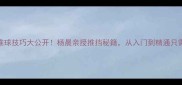 羽毛球推球技巧大公开杨晨亲授推挡秘籍从入门到精通只需这5步