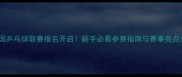 全国乒乓球联赛报名开启新手必看参赛指南与赛事亮点全